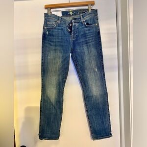 7 For All Mankind Blue Boyfriend Jeans